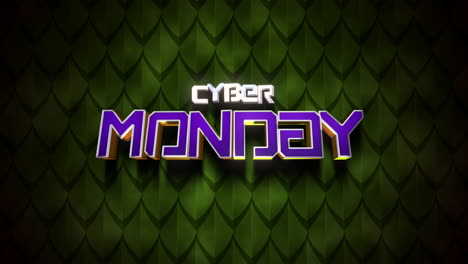 Cyber-Monday-cartoon-text-on-leafs-pattern
