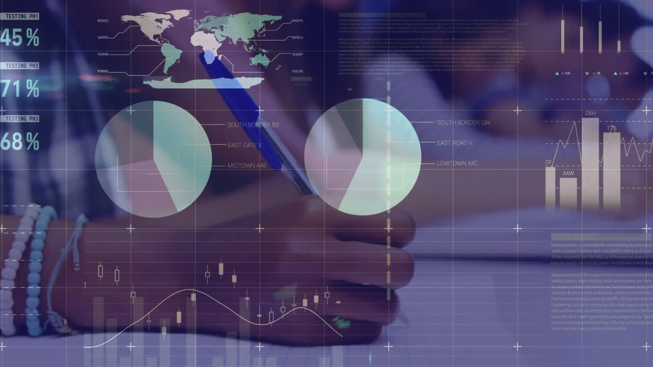 animación del procesamiento de datos financieros en diversos estudiantes que utilizan computadoras