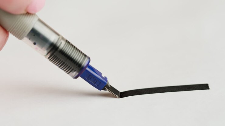 Hand Drawing a Thick Black Line with a Calligraphy Pen