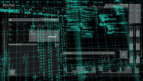 Animation of science data processing over dark background