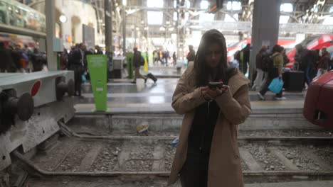 woman at a train station