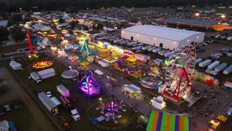 carnival at the monroe county fairgrounds, monroe, michigan, usa, aerial drone view