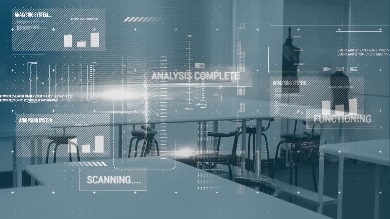 Animation of financial data processing and statistics over office