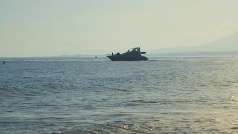 Silhouette-of-yacht-on-the-coast-of-Marbella,-Spain