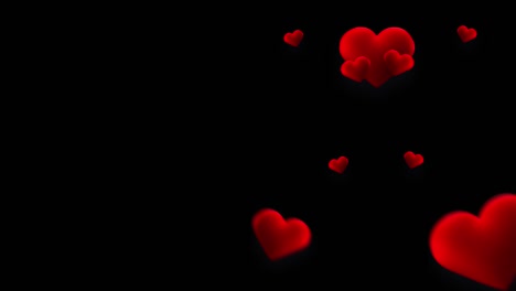 red hearts on black background