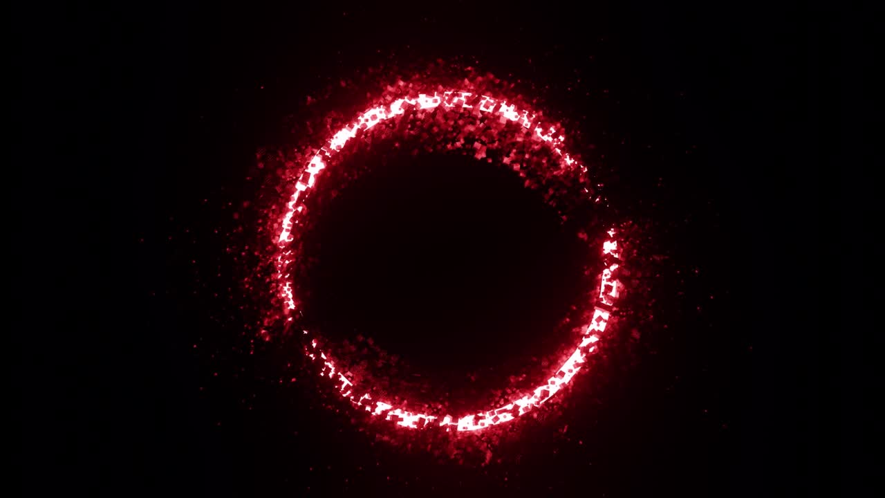 animación en bucle de un círculo rojo con partículas. animación 3d de un círcolo rojo que lanza partículas
