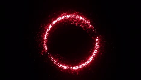 looping animation of a red circle with particles. 3d animation of red circle that throws particles