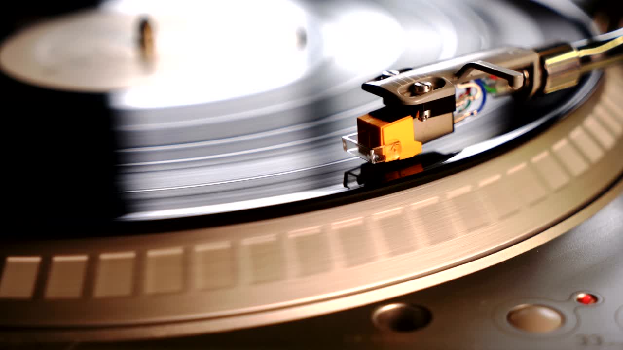 Record Player Phonograph Audio Device Needle on Vinyl