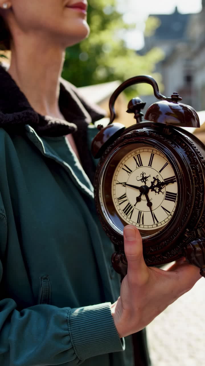 Antique Market with a Vintage Clock