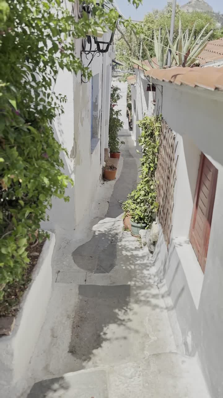 POV Shot of Feet on Worn Whitewashed Steps