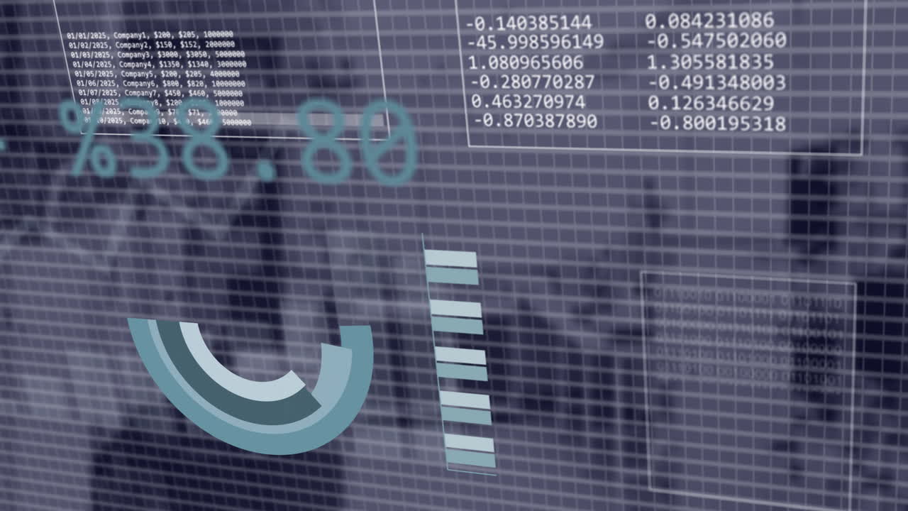animación del procesamiento de datos financieros en la oficina