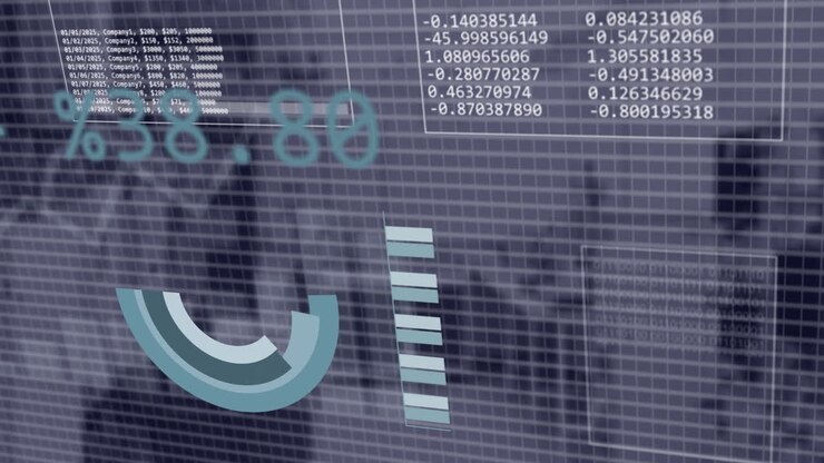 Animation of financial data processing over office