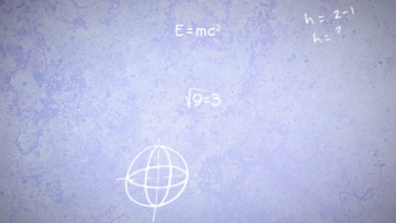 animación de ecuaciones matemáticas sobre un fondo azul