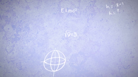 animación de ecuaciones matemáticas sobre un fondo azul