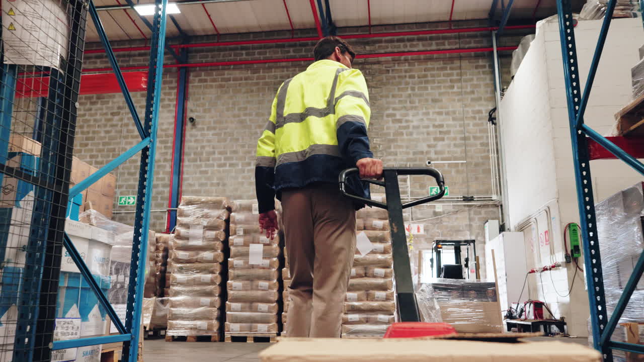 Warehouse worker with hand truck