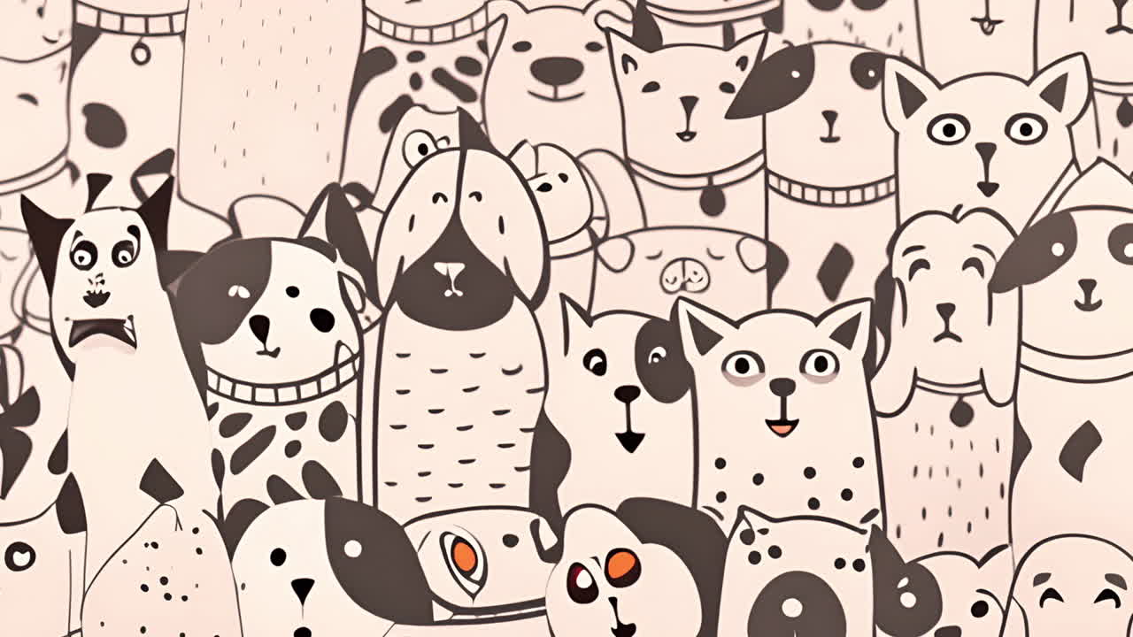 Cartoon Dog Doodle Pattern
