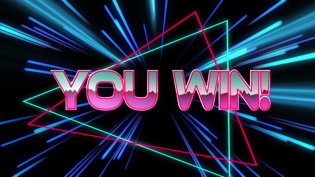 검은 바탕에 네온 빛 트레일을 통해 텍스트를 이기는 애니메이션