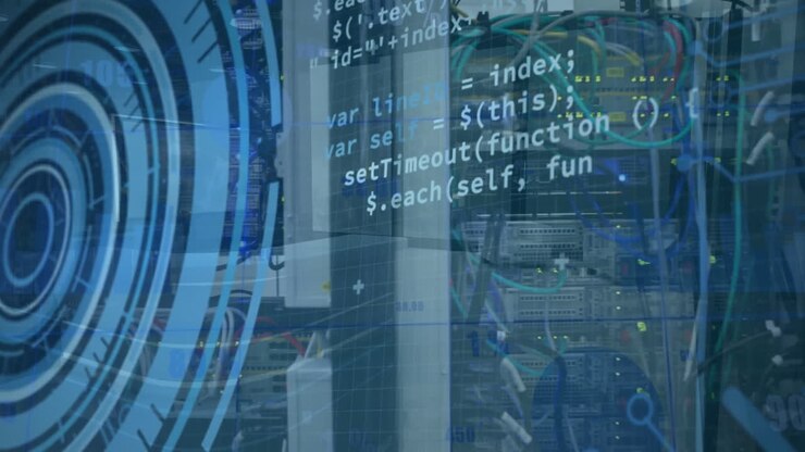 Animation of scope scanning and data processing over server room