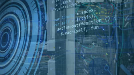 Animation of scope scanning and data processing over server room