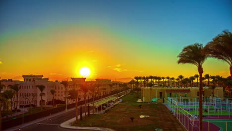 sunset in hurghada, egypt near the resorts and hotels - time lapse