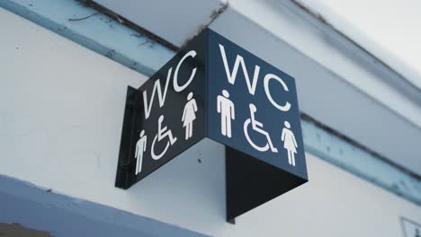 toilet sign. bathroom sign. symbols. unisex. close up