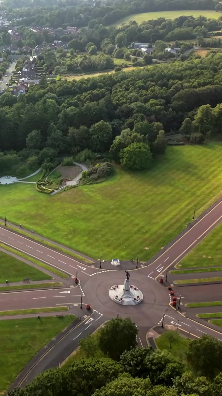 60FPS vertical social ratio aerial video Stormont Parliament grounds in Belfast, Northern Ireland in the UK. Produced in broadcast Rec709 colour.