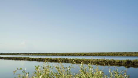 pond in the morning with clean blue sky at tavira portugal