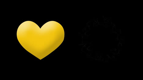 animation of heart emoji emoticon icon with copy space on black background