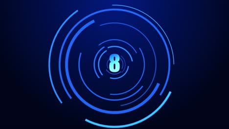 blue digital hud neon glowing countdown timer from 10 to 0 seconds hi tech countdown 10 second