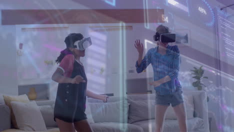 animation of data processing over diverse women using vr headsets