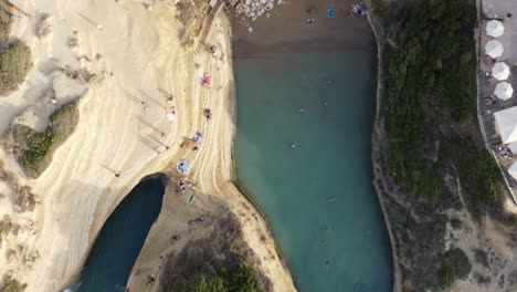 Aerial-view-Corfu-island-Canal-D'amour-in-Sidari-area,-Greek-coastline