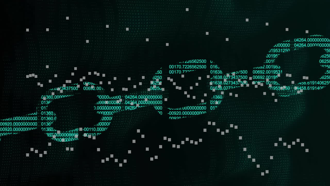 DNA strand and binary coding, scientific data processing animation