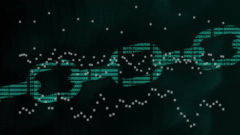 codifica binaria e filamento del dna, animazione di elaborazione dei dati scientifici