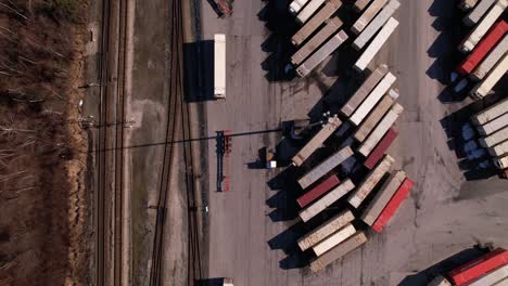 flying over container shipping terminal of vancouver in canada