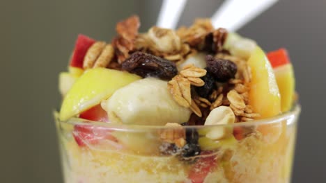 Static-closeup-view-of-a-Fruit-cocktail-with-bokeh-background