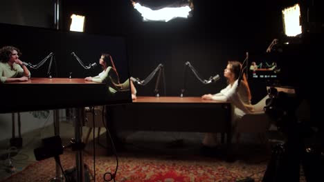 podcast or interview recording session in a studio