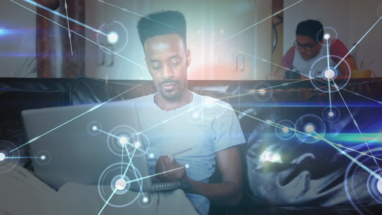 Caucasian men in social distancing buying online