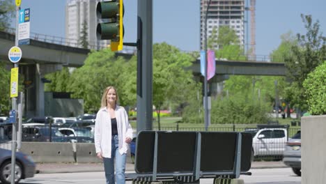 woman strolling around the city