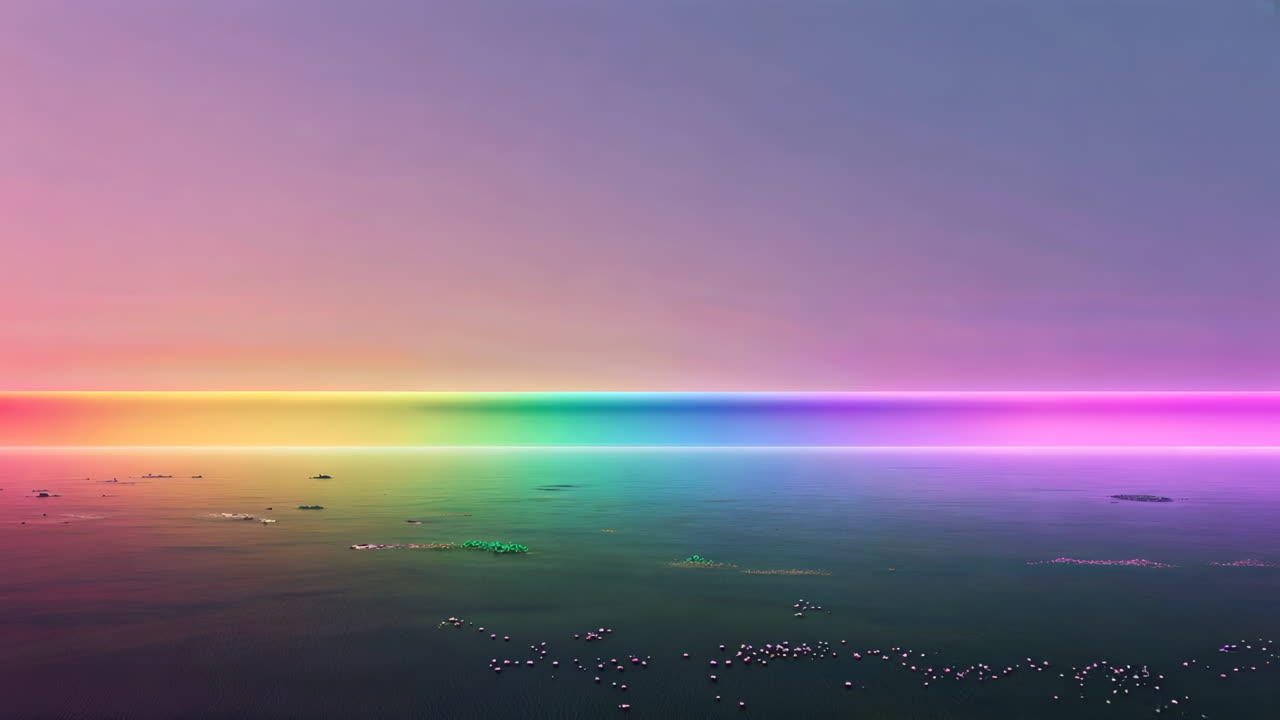 Rainbow Horizon Over a Surreal Luminous Seascape