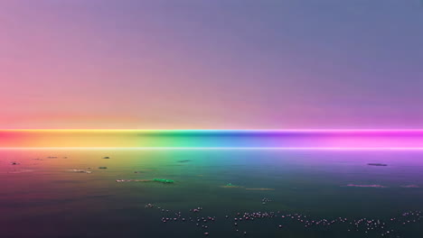 rainbow horizon over a surreal luminous seascape