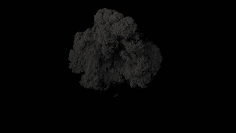 close-up of a bomb explosion with black smoke. an explosion with thick smoke on an isolated black background with an alpha channel, explosion of ammunition, real smoke.