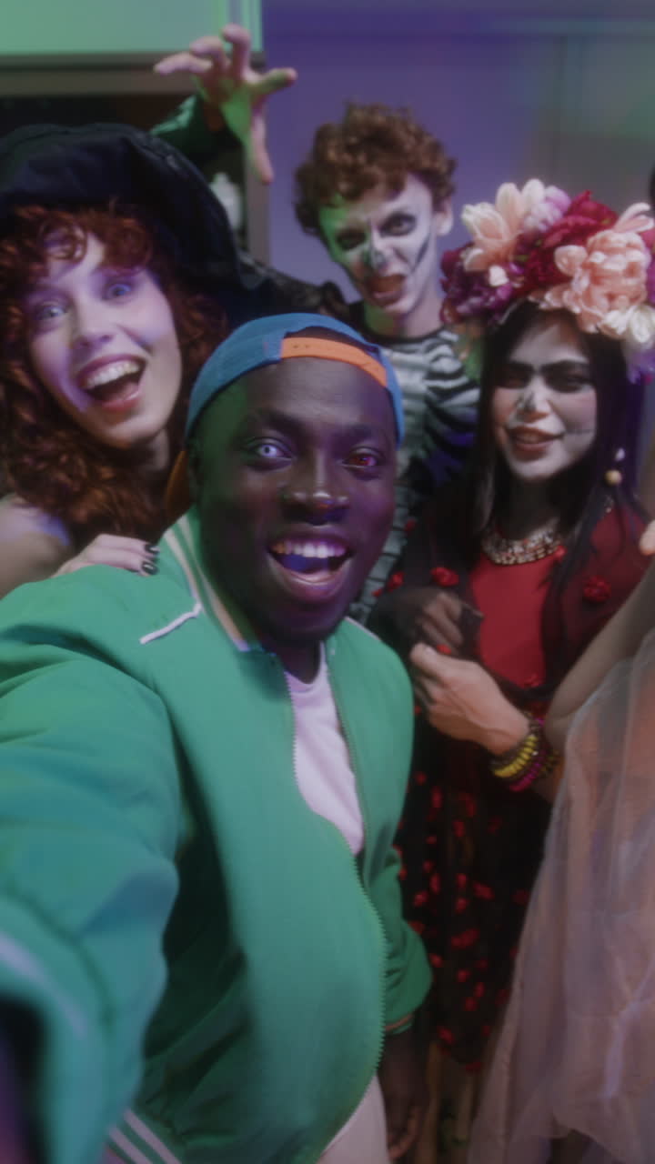 Halloween Party Selfie with Group Costumes