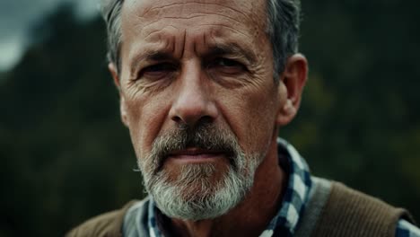 a portrait of an older man with a serious expression