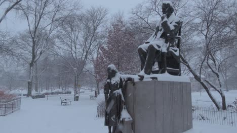 dickens state in clark park during snowstorm