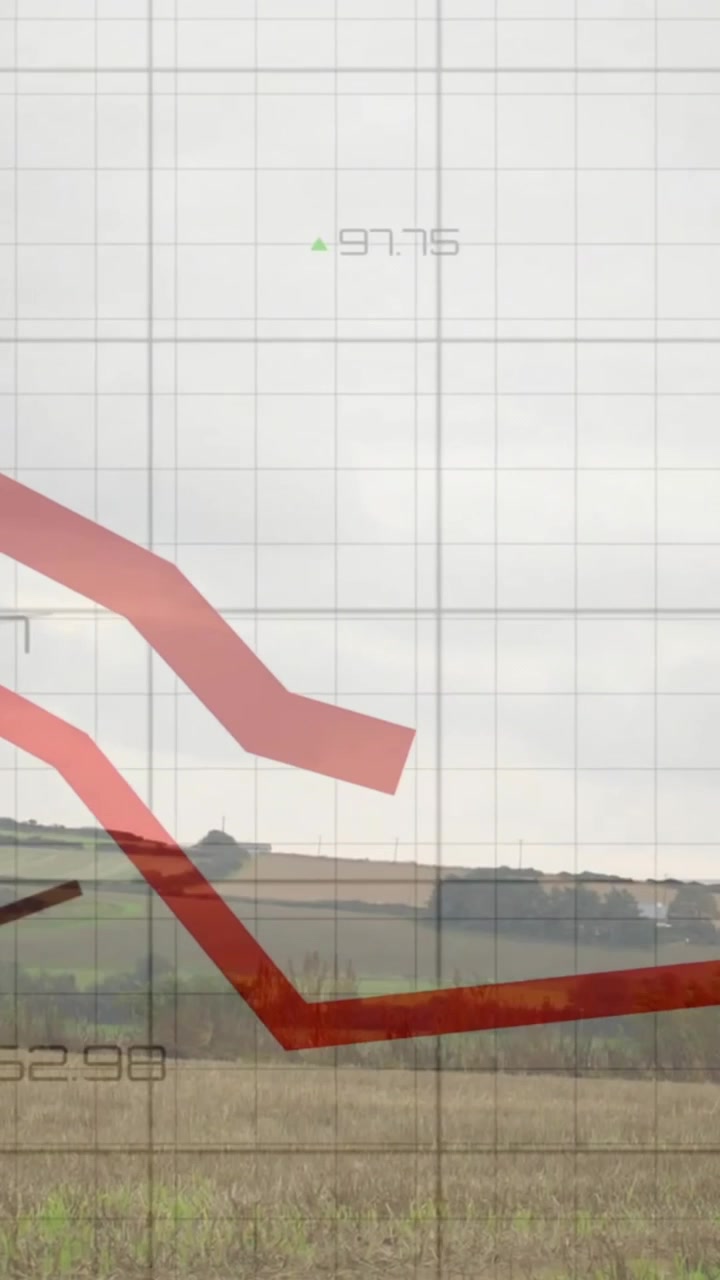 Animazione di elaborazione di dati finanziari su turbine eoliche.