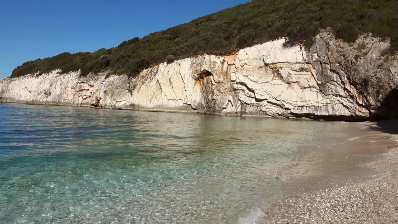 panoramic of Filikuri Beach, in Himara, Albanian riviera, Ionian sea