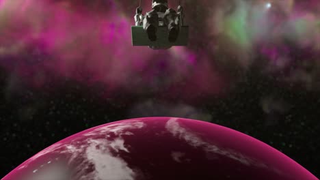 los astronautas se balancean en el espacio.