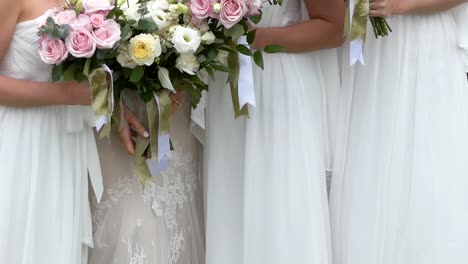 shot of bride - groom with wedding flower