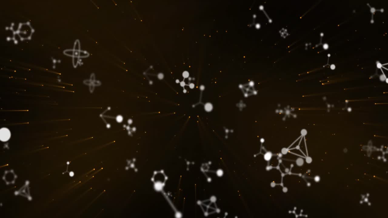 Animation of molecules spinning over black background