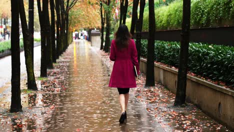 businesswoman walking on walkway